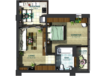 Apartamente 2 camere tip 2D