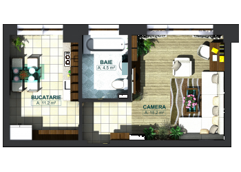 Apartamente o cameră tip 1C